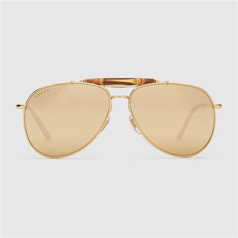 gold plated aviator sunglasses gucci|Gucci aviator sunglasses sale.